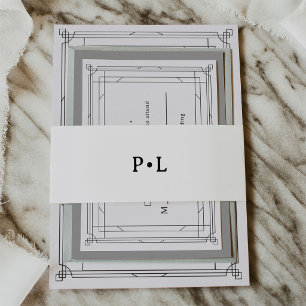 Bandeau De Faire-part Mariage Élégant Monogramme Noir et Blanc