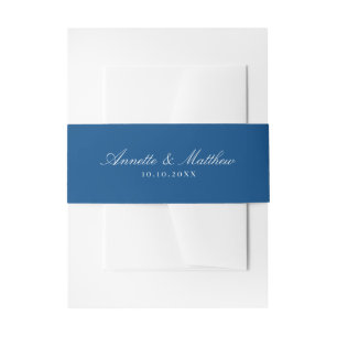 Bandeau De Faire-part Mariage élégant Navy Blue Script Names