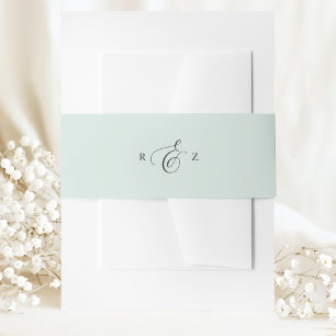 Bandeau De Faire-part Mariage Élégant Simple Monogramme Pastel Menthe