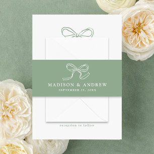 Bandeau De Faire-part Mariage Élégant Vert Sage à Nœud
