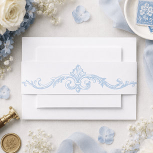Bandeau De Faire-part Mariage élégant vintage rococo bleu français royal