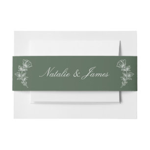 Bandeau De Faire-part Mariage Émeraude Verte Floral Ancien Argent