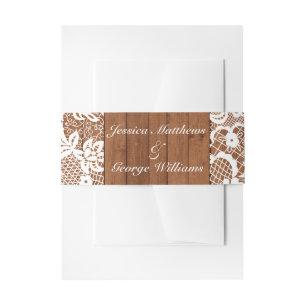 Bandeau De Faire-part Mariage en bois rustique et dentelle blanche