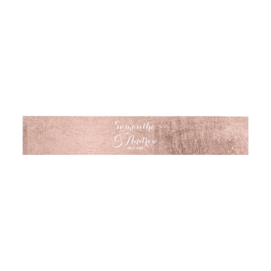 Bandeau De Faire-part Mariage en feuille d'or rose de luxe (Plat)