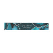 Bandeau De Faire-part Mariage en marbre bleu turquoise et gris argenté (Plat)