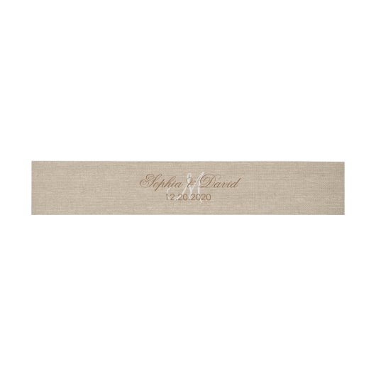 Bandeau De Faire-part Mariage en toile lin Monogramme initial (Plat)