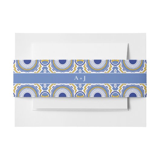 Bandeau De Faire-part Mariage espagnol bleu mexicain Talavera (Devant Example)