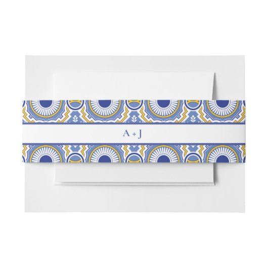 Bandeau De Faire-part Mariage espagnol Blue Mexican Talavera (Devant Example)