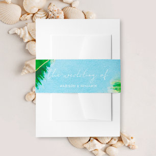 Bandeau De Faire-part Mariage Estival sur une Plage aux Palmiers Tropica