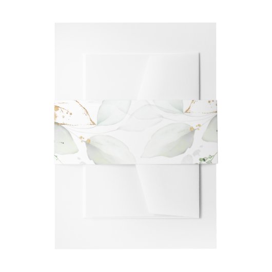 Bandeau De Faire-part Mariage Eucalyptus Vert & Or (Devant example)