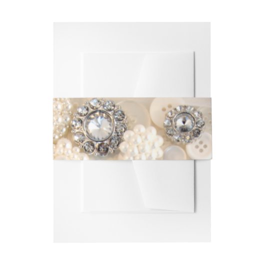 Bandeau De Faire-part Mariage Faux White Pearl and Diamond Buttons (Devant example)