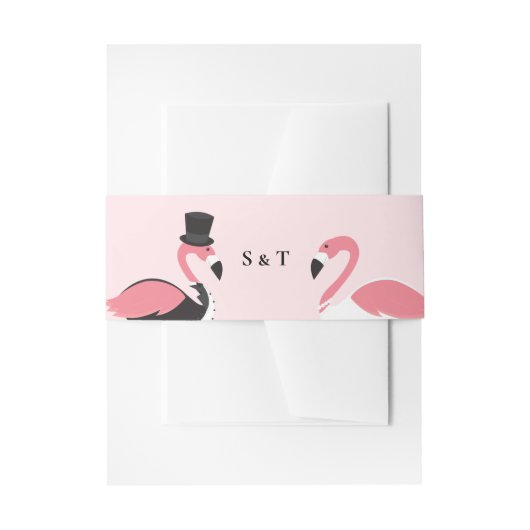 Bandeau De Faire-part Mariage Flamant rose Monogramme (Devant example)