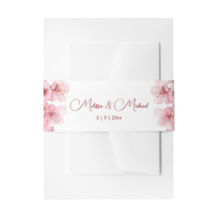 Bandeau De Faire-part Mariage Fleur de Cerisier Rose Blanc