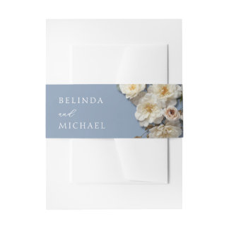 Bandeau De Faire-part Mariage Fleurs 3D Roses Blanc Ivoire