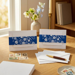 Bandeau De Faire-part Mariage Fleurs Bleu Marine