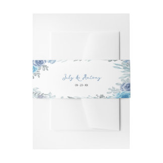 Bandeau De Faire-part Mariage Floral Aquarelle Ardoise Bleu Tendre