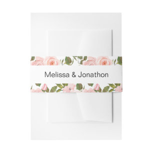 Bandeau De Faire-part Mariage Floral aux Roses Rose Tendres