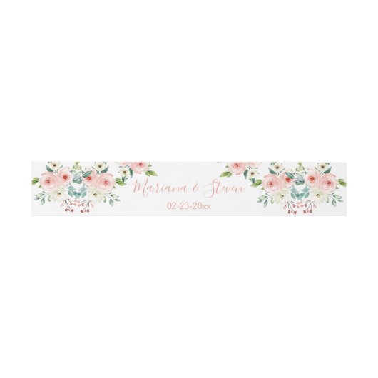 Bandeau De Faire-part Mariage floral blanc de pêche (Plat)