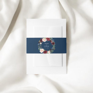 Bandeau De Faire-part Mariage Floral bleu Bourgogne rustique