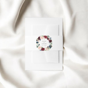 Bandeau De Faire-part Mariage Floral bleu Bourgogne rustique