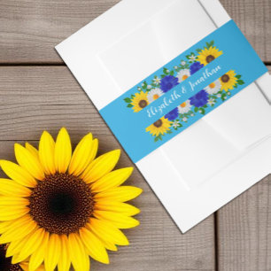 Bandeau De Faire-part Mariage Floral bleu ciel d'été
