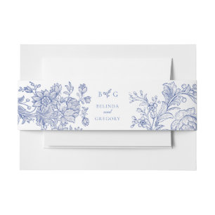 Bandeau De Faire-part Mariage Floral Bleu Français Rustique Élégant Vint