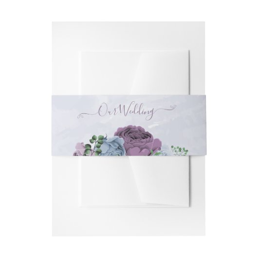 Bandeau De Faire-part Mariage floral bleu pourpre (Devant example)