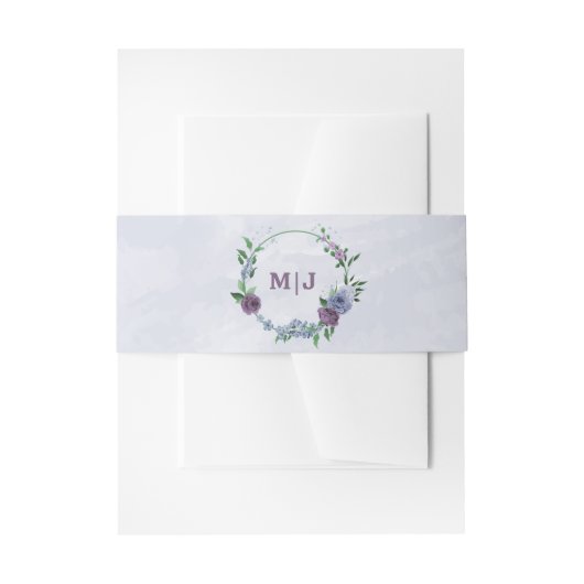 Bandeau De Faire-part Mariage floral bleu pourpre (Devant example)