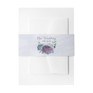 Bandeau De Faire-part Mariage floral bleu poussiéreux violet