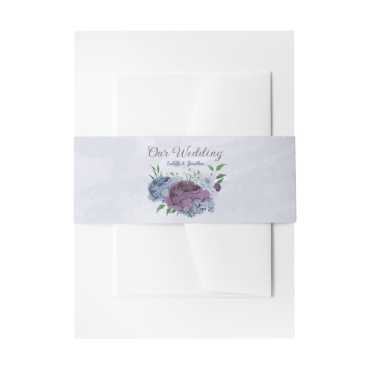 Bandeau De Faire-part Mariage floral bleu poussiéreux violet (Devant example)