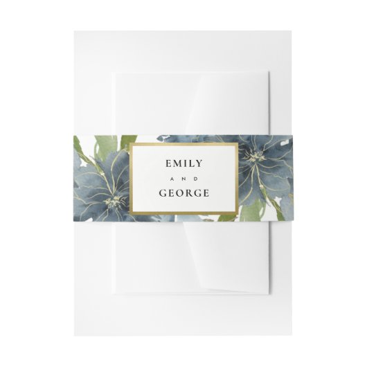Bandeau De Faire-part Mariage FLORAL BLEU VERT DUSKY (Devant example)