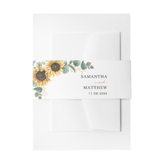 Bandeau De Faire-part Mariage floral de tournesol vert (Devant example)