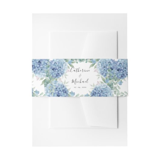 Bandeau De Faire-part Mariage Floral d'Hydrangea Bleu  (Devant example)