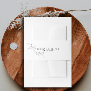 Bandeau De Faire-part Mariage Floral Esquissé Minimaliste Noir et Blanc