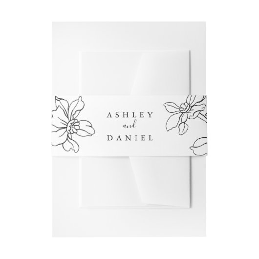 Bandeau De Faire-part Mariage floral moderne noir et blanc (Devant example)