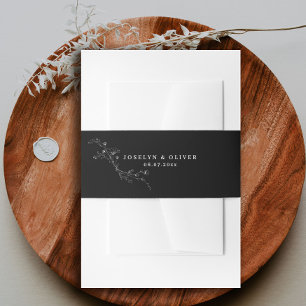 Bandeau De Faire-part Mariage floral moderne noir et blanc