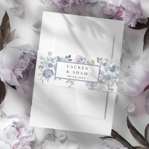 Bandeau De Faire-part Mariage Floral Moderne Violet & Bleu 