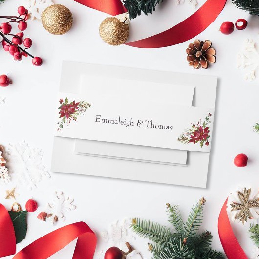 Bandeau De Faire-part Mariage floral Poinsettia | Rouge à carlet