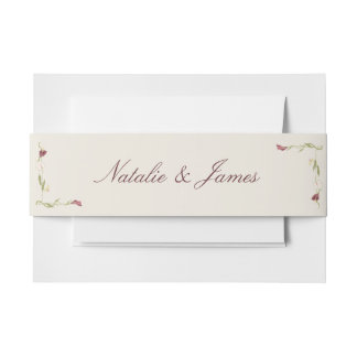 Bandeau De Faire-part Mariage Floral Rétro Art Nouveau Aquarelle Chic