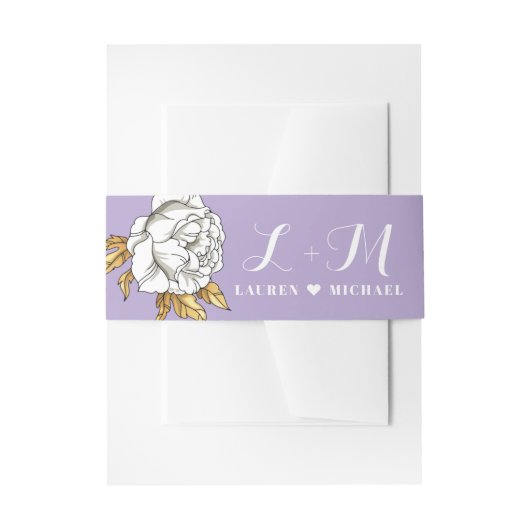 Bandeau De Faire-part Mariage floral rose blanc pourpre (Devant example)