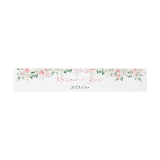 Bandeau De Faire-part Mariage floral rose pâle rose (Plat)