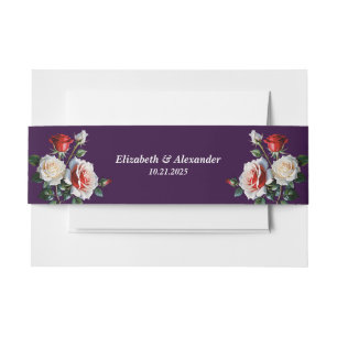 Bandeau De Faire-part Mariage floral rose rose foncé