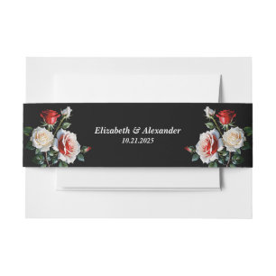 Bandeau De Faire-part Mariage floral rose rose foncé