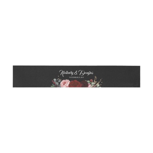 Bandeau De Faire-part Mariage Floral rouge noir et bourgogne (Plat)