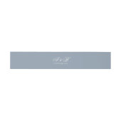 Bandeau De Faire-part Mariage Formel Bleu Poussiéreux Monogramme Script (Plat)