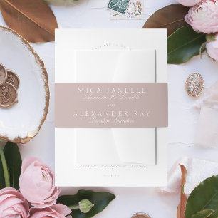 Bandeau De Faire-part Mariage Formel Calligraphie Classique Taupe Rose