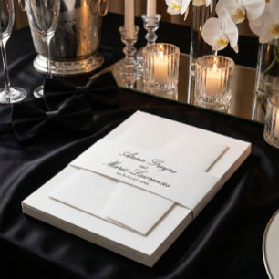 Bandeau De Faire-part Mariage Formel Personnalisé Script Noir Minimalist