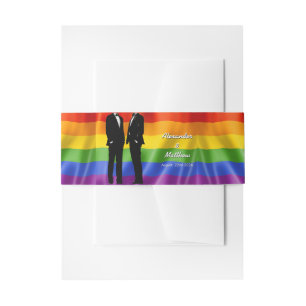 Bandeau De Faire-part Mariage Gay Élégant Moderne Hommes Arc-en-Ciel Ver