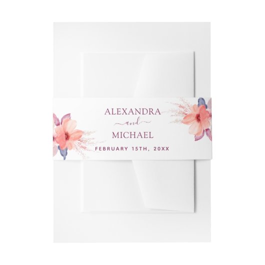 Bandeau De Faire-part Mariage Géométrique à l'Aquarelle Florale de Bourg (Devant example)