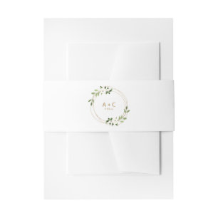 Bandeau De Faire-part Mariage Géométrique Floral Vert Doré Végétal